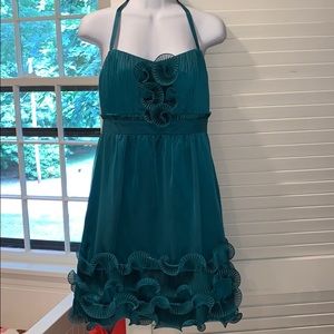 Mermaid green blue ruffled cocktail dress